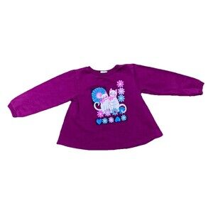 VTG Toddler Kitty Cat Flower Sweatshirt 'Hearts & Flowers' US Made (5-6Y) GUC